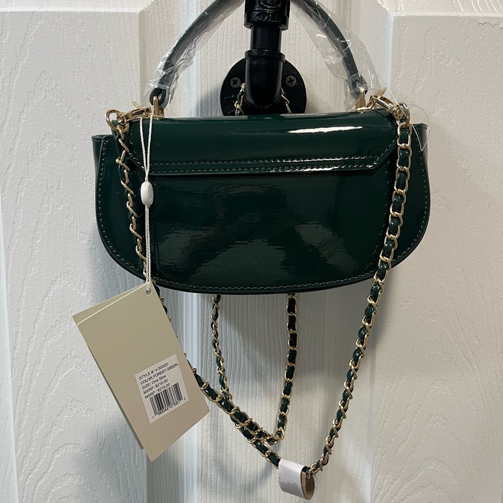 Valentino Orlandi Forest Green Crossbody Bag with Chain Strap - NWT - MSRP 210 - Picture 3 of 9